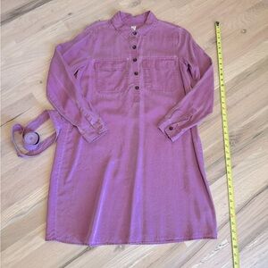 Gap Button Down Belted Long Sleeve Dress
